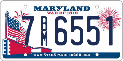 MD license plate 7BM6551