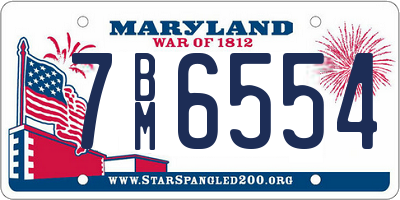 MD license plate 7BM6554