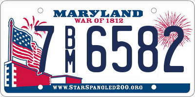 MD license plate 7BM6582