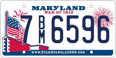 MD license plate 7BM6596