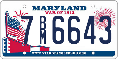 MD license plate 7BM6643