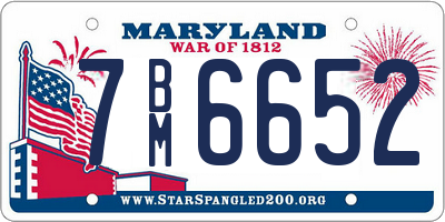 MD license plate 7BM6652