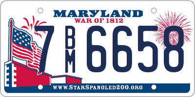 MD license plate 7BM6658
