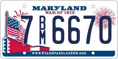 MD license plate 7BM6670