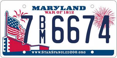 MD license plate 7BM6674