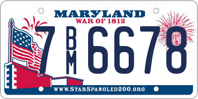 MD license plate 7BM6678