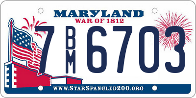 MD license plate 7BM6703