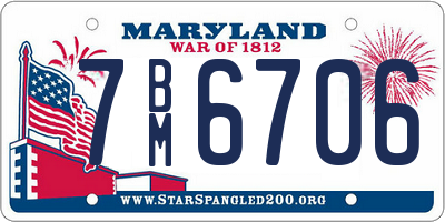MD license plate 7BM6706