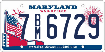 MD license plate 7BM6729