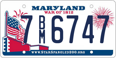 MD license plate 7BM6747