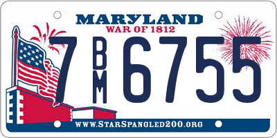 MD license plate 7BM6755