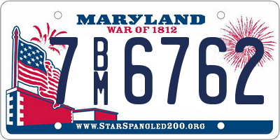 MD license plate 7BM6762