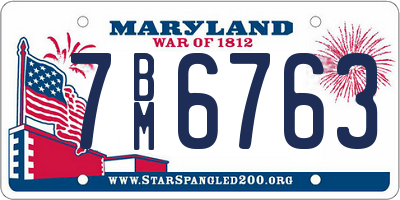 MD license plate 7BM6763