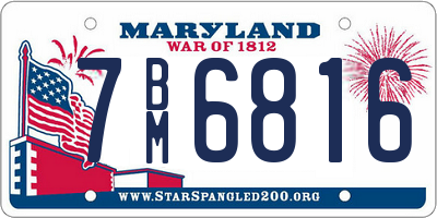 MD license plate 7BM6816