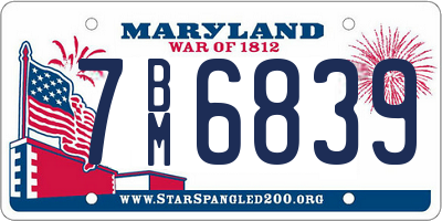 MD license plate 7BM6839