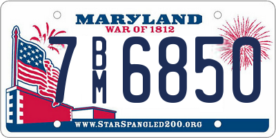 MD license plate 7BM6850