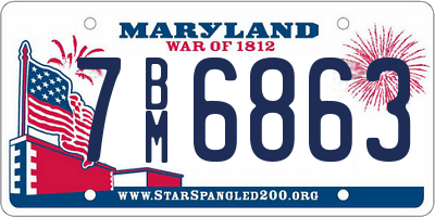 MD license plate 7BM6863
