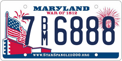 MD license plate 7BM6888