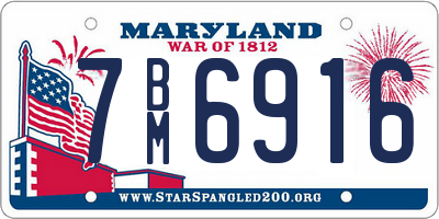 MD license plate 7BM6916