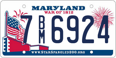 MD license plate 7BM6924