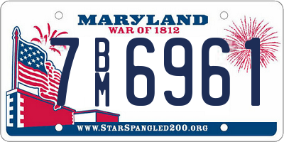 MD license plate 7BM6961