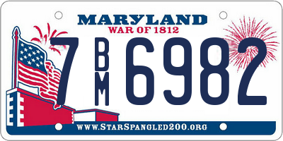 MD license plate 7BM6982