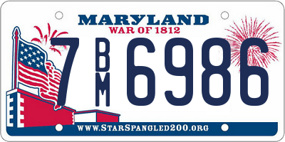 MD license plate 7BM6986