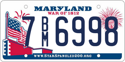 MD license plate 7BM6998