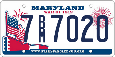 MD license plate 7BM7020