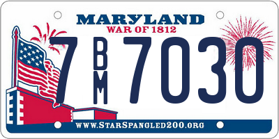 MD license plate 7BM7030