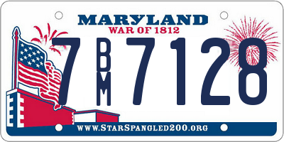 MD license plate 7BM7128