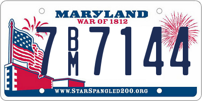 MD license plate 7BM7144