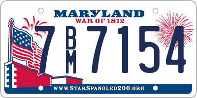 MD license plate 7BM7154