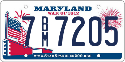MD license plate 7BM7205