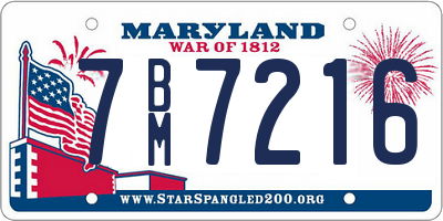 MD license plate 7BM7216