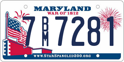 MD license plate 7BM7281