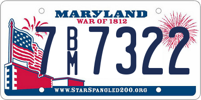 MD license plate 7BM7322