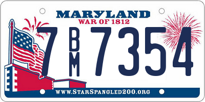MD license plate 7BM7354