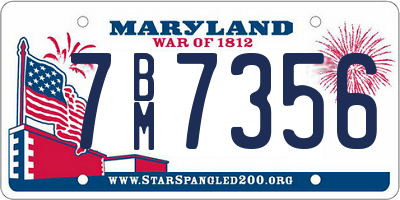 MD license plate 7BM7356