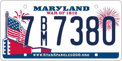 MD license plate 7BM7380