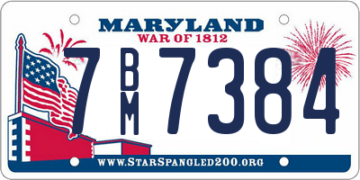 MD license plate 7BM7384