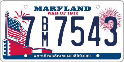 MD license plate 7BM7543