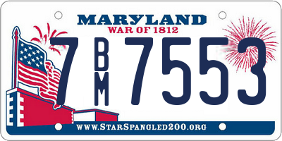 MD license plate 7BM7553