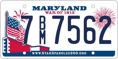 MD license plate 7BM7562