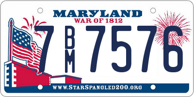 MD license plate 7BM7576