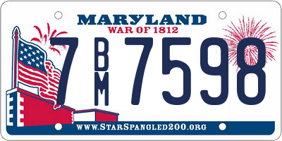 MD license plate 7BM7598