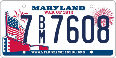MD license plate 7BM7608