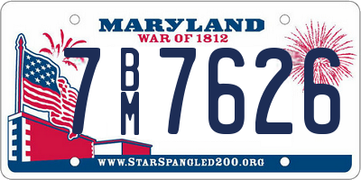 MD license plate 7BM7626