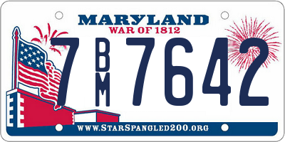 MD license plate 7BM7642