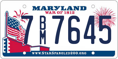 MD license plate 7BM7645